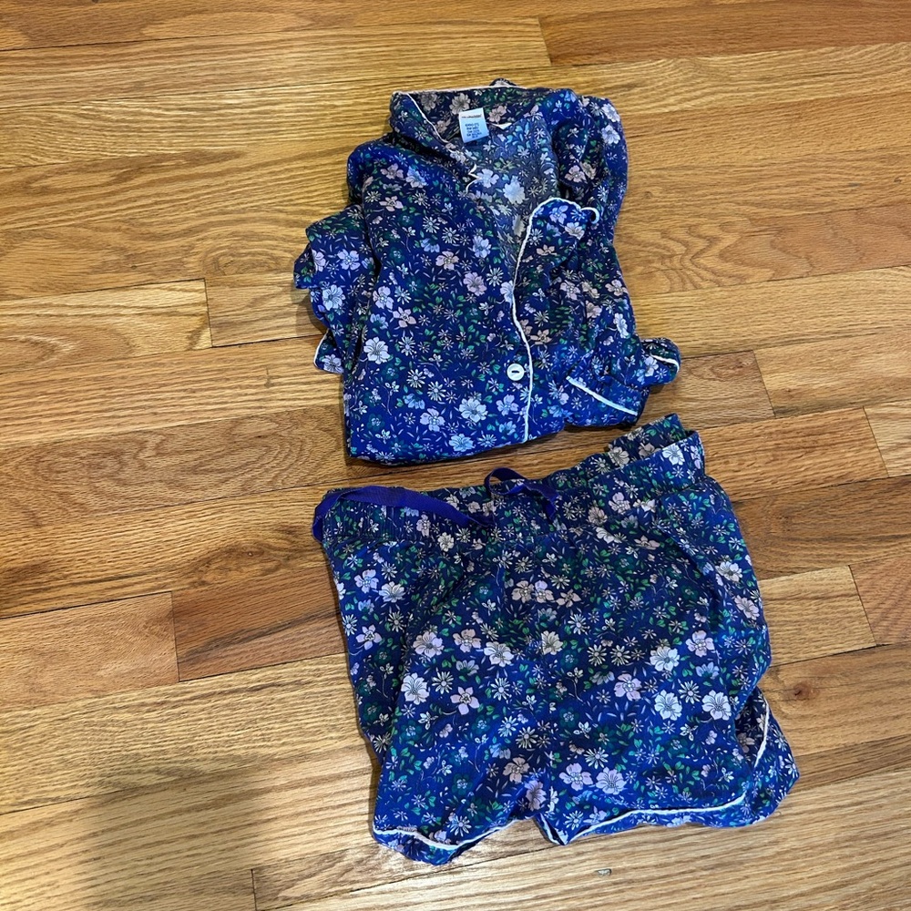 Victoria's Secret Navy Blue Floral Cotton Pajama Set
